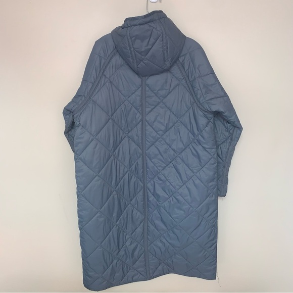 Zara Blue Quilted Puffer Coat Longline - Picture 5 of 11